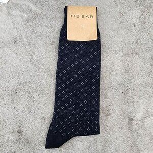 Tie Bar Socks Mens Size 8-12 Black Crew*NWT*